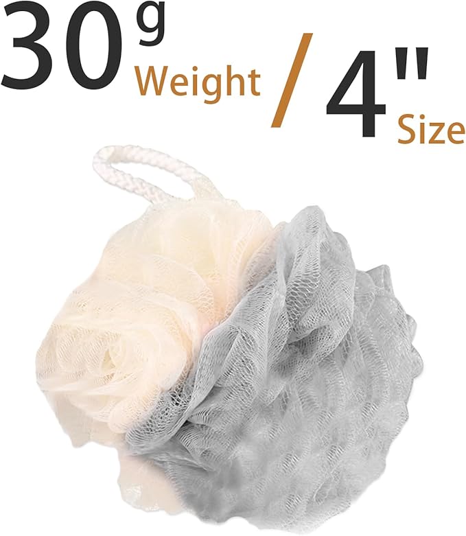 20 Pack Travel Loofah Individually Wrapped, Small Loofah Shower Puff, 30g Mini Bath Sponge Pouf Ball Body Sponges for Shower, Multicolor