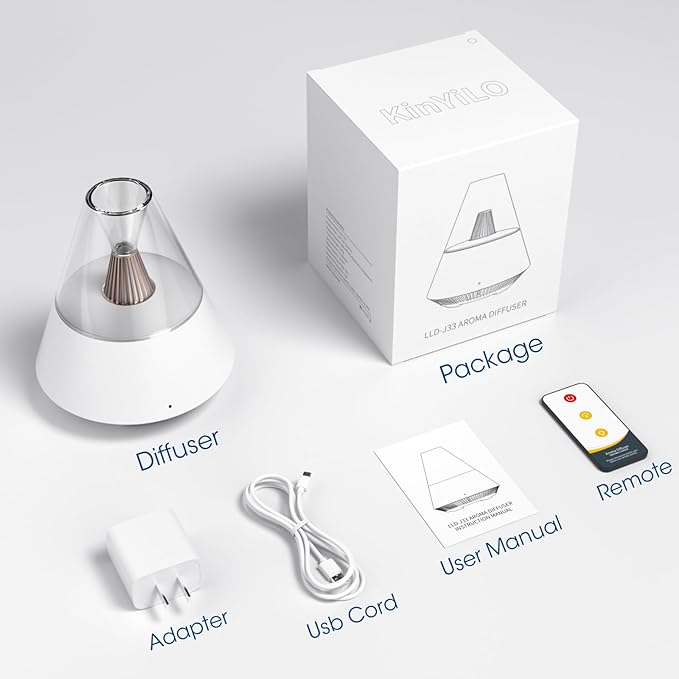 Essential Oil Diffuser, Modern Style Fragrance Aroma Diffusers, Scent Fragrance Spray for Home, Office, Bedroom, Living Room, 150ml Ultrasonic Cool Mist, 6-12H Working, Auto-Off, White
