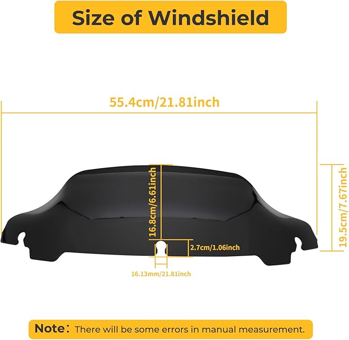 AUTOVIC 7" Black Wave Windscreen Windshield For Harley Touring Electra Street Glide Ultra Limited Trike Tri Glide Ultra Classic FLHT FLHX FLHXS FLHTK 2014-2019
