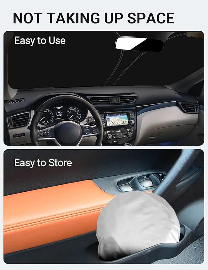 Proadsy 2025 Upgrade Windshield Sun Shade Custom Fit Nissan Rogue 2014-2020 4-Layer Foldable Front Sunshade Protector Sun Visor Blocks UV Rays Keep Car Cooler Accessories