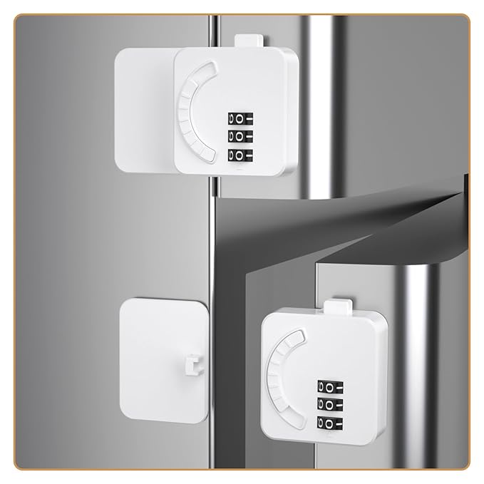 Maveek 2 Pack Child Lock for Cabinets Drawers Refrigerator Window Wardrobe Closet, Baby Proof Fridge Door Lock Childproof Combination Latch with Code Digit Password Dial (2 Pack White)