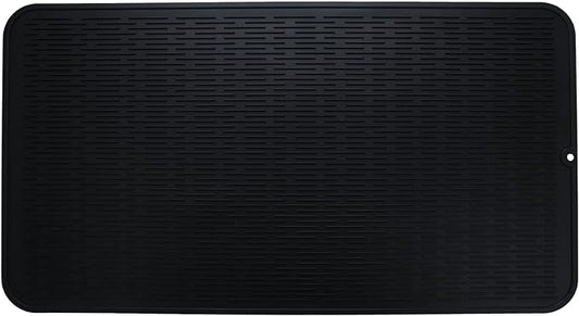 Silicone Dish Drying Mat for Multiple Usage,Easy clean,Eco-friendly,Heat-resistant Silicone Mat for Kitchen Counter or Sink,Refrigerator or Drawer Liner Black 4XL 32 inches x 18 inches