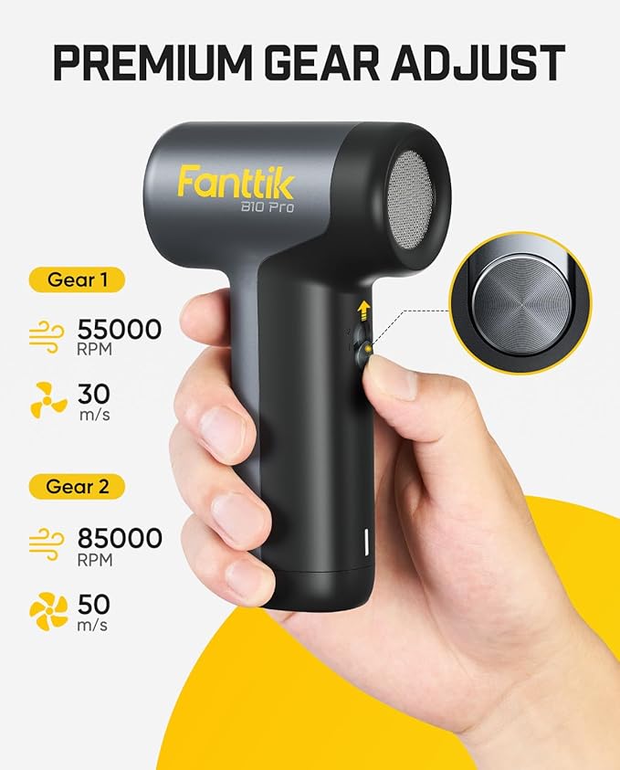 Fanttik B10 Pro Electric Air Duster, 110000RPM Brushless Motor, Compressed Air Duster, Mini Blower with One-tap Booster, 3 Gears Adjustable, Electric Duster for PC, Keyboard, Electronics and Workbench
