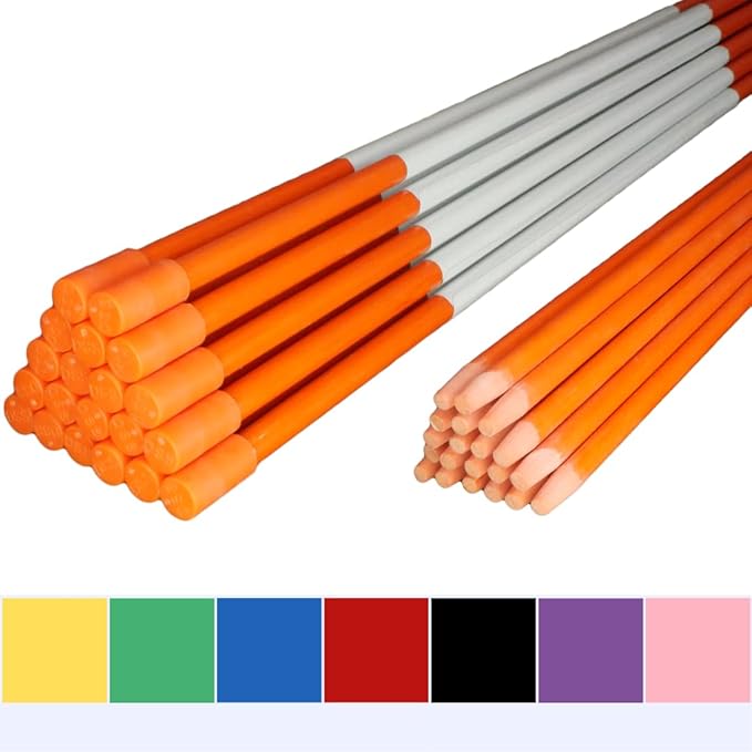 4ft Pro Snow Stakes - 48" x 5/16" Driveway Markers, Pointed Tip, Hy Viz Reflective Tape, Armor Cap (Choose Color/Quantity) (760, Pink)