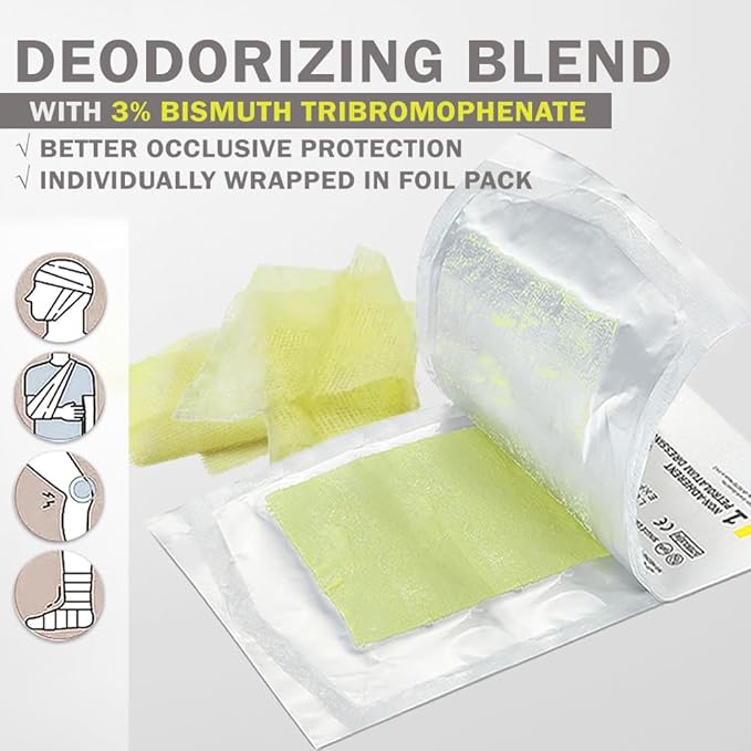 EVERLIT Xeroform Petrolatum Dressing | Sterile, Non-Adherent Occlusive Fine Mesh Gauze Pad | Non-Toxic, Gentle Patch for Burns, Laceration, Surgical Incisions & Skin Grafts (5" x 9" | Pack of 25)