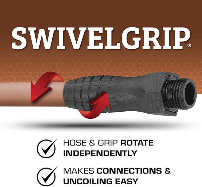 Flexzilla Colors SwivelGrip Garden Hose 5/8 in. x 10 ft., Lightweight All-Weather Water Hose, Durable and Flexible, Leak-Free Connections, Red Clay