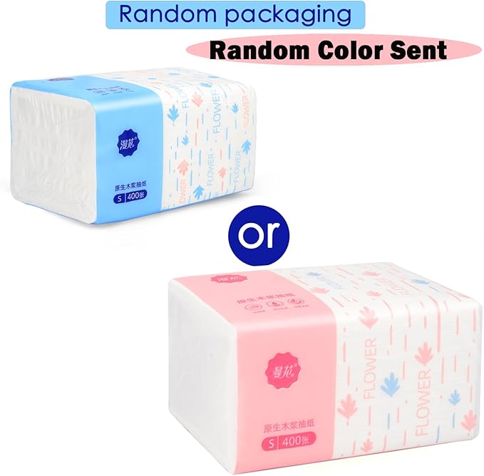 4 Packs Small Soft Facial Tissue, Toilet Paper, Disposable Napkin, Bag Cover, Not Box, Material Wood Pulp Fiber NOT COTTON, White Facial Paper Tissues, 5-Ply, 400 Sheet per Pack