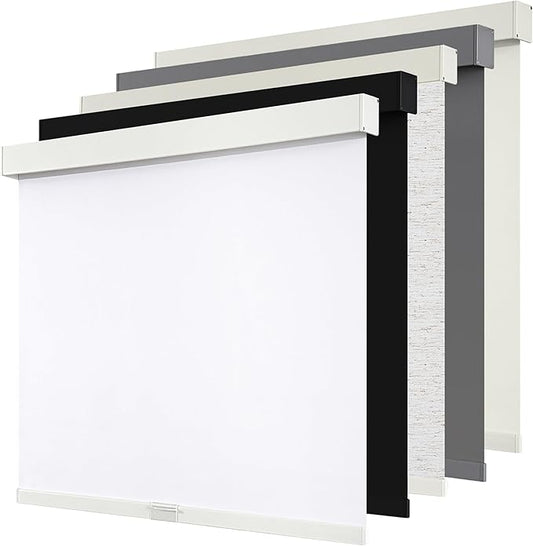 Cordless Blackout Roller Shades Blinds for Windows Free-Stop,Pull Down Room Darkening with Valance,Thermal Insulated Woven Fabric Window Door Blinds for Home,Office,White 33.5" W x 72" H