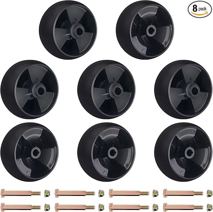 CheeMuii 8 Pack 734-04155 Mower Deck Wheels Kit 5 Inch Deck Gauge Wheel Replace for 734-04155 112-0677 72-025 210-275 938-3056 Deck Wheels with Bolts and Lock Nuts Kit