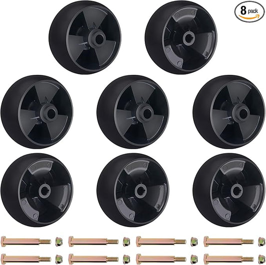 CheeMuii 8 Pack 734-04155 Mower Deck Wheels Kit 5 Inch Deck Gauge Wheel Replace for 734-04155 112-0677 72-025 210-275 938-3056 Deck Wheels with Bolts and Lock Nuts Kit