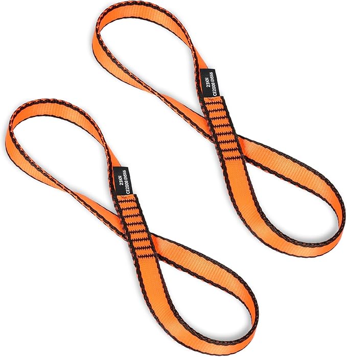 18MM Nylon Climbing Sling Runner - 23KN CE2008/EN566 Certified Outdoor Climbing Webbing for Rock Climbing, Rappelling, Mountaineering, Swing Gear, Outdoor Adventures & Emergency Anchoring