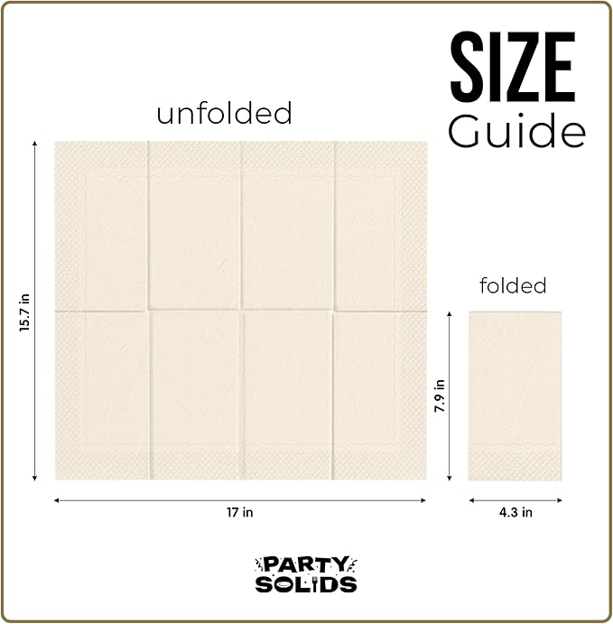 Ivory Dinner Napkins Disposable 8" x 4" Folded - 40 Pcs 2 Ply Ivory Napkins Disposable Paper Guest Towels for Bathrooms, Dinners, Everyday Parties & Party Supplies