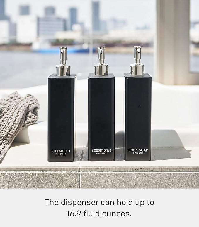 Yamazaki Tower Shampoo Dispenser Black Rectangular