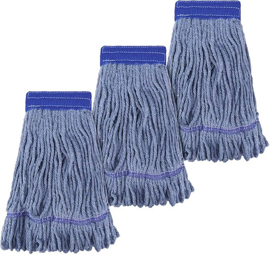 Commercial Heavy Duty Mop Heads Replacement for Rubbermaid: 3 Packs Industrial Wet Mop Head for Floor Cleaning - Cotton Commercial Products Wet Refills