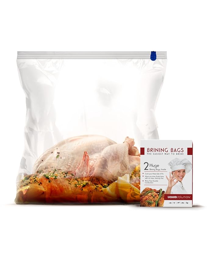 Turkey Brining Bags Set of 2 - Extra Large Holds up to 38lb - 25.5 x 21.5 inches - Heavy Duty with Gusseted Bottom - Double Track Zippers to Avoid Leaks
