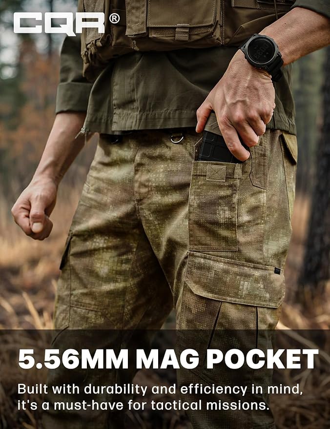 CQR Men's Tactical Pants, Water Resistant Ripstop Cargo Pants, Lightweight EDC Work Hiking Pants, Outdoor Apparel