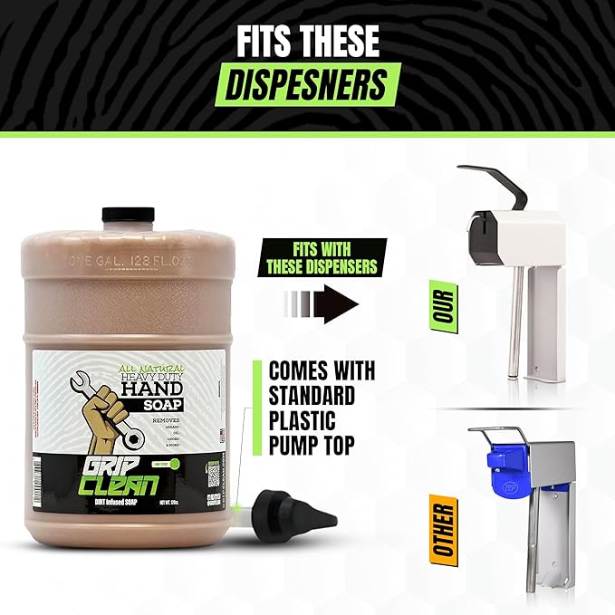 Grip Clean Heavy Duty Hand Cleaner for Mechanics – Natural Pumice & Clay-Infused Technology Removes Grease, Oil & Grime – Moisturizing Liquid Hand Soap for Shop, Garage & Industrial Use – 2 Gallons