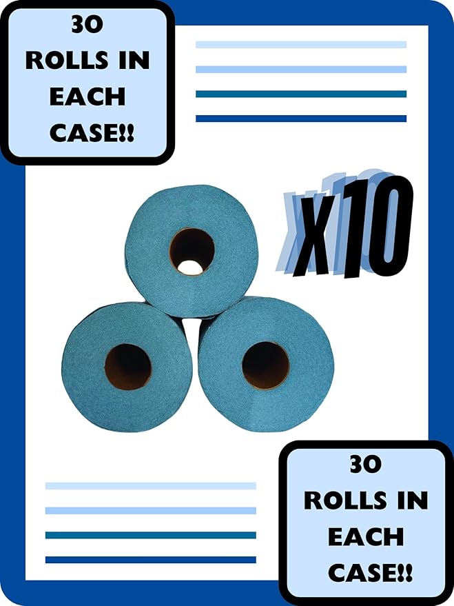 Small Roll Towels, 9x10.5 Inch Sheets, 100 Sheets per Roll, 30 Rolls per Case (Blue)