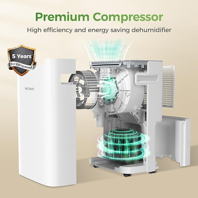 4,500 Sq Ft Home Dehumidifier with Drain Hose, 75 OZ Water Tank, 24 Hr Timer, 55 Pints High Efficiency Compressor for Basements, Bathrooms, Bedrooms and Laundry Rooms