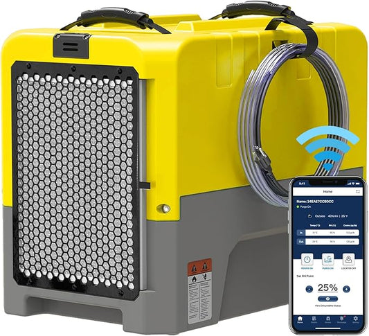 ALORAIR 180PPD Commercial Dehumidifier for Crawl Space & Basement, Wi-Fi APP Controls with Pump, Capacity up to 85 PPD at AHAM Condition, for Large Space, Job Sites, Yellow