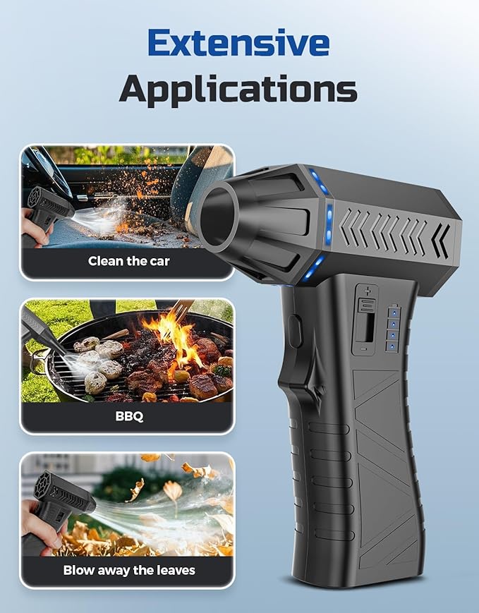 Compressed Air Duster - 300000RPM Super Power Electric Air Duster Variable Speed Compressed Air, 8000mAh Battery Fast Charging Canned Air, Mini Cordless Air Blower for Home/Keybaord/PC/Computer/Car