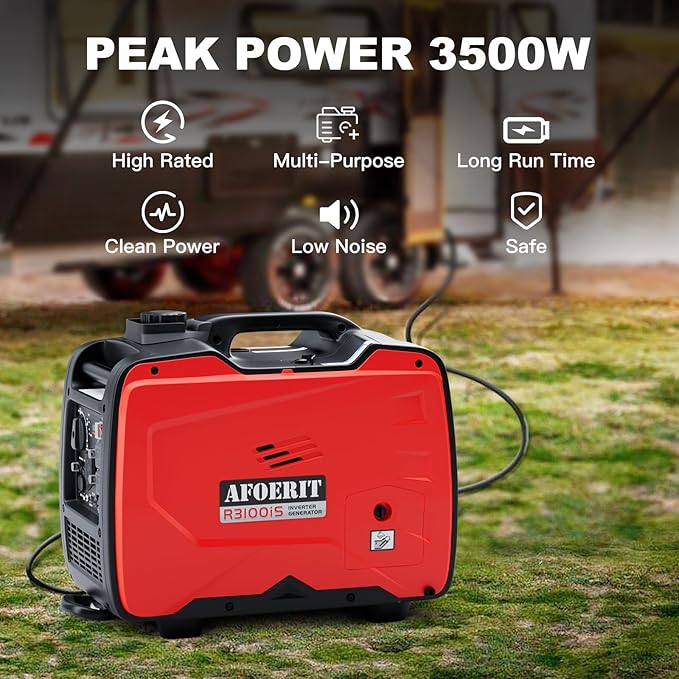 3500 Watt Generator Inverter Portable, Quiet Lightweight Gas Generaror for Camping, Power Equipment Fuel RV Ready