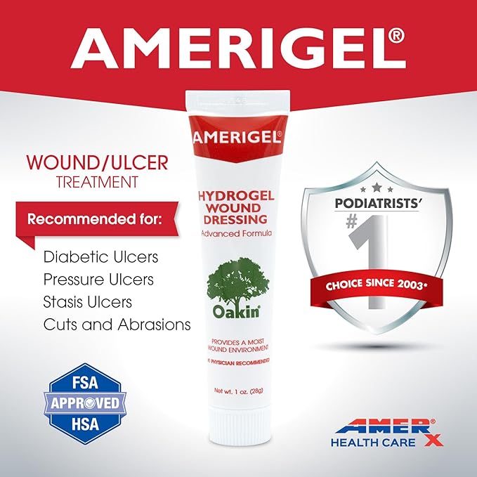 AMERIGEL Hydrogel Wound Dressing (3 oz.) - Provides Moisture-Rich Healing Environment for Dry Wounds
