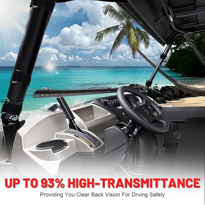 StarknightMT Heavy Duty Anti-Scratch Mule Pro Flip Down Windshield Compatible with 2015-2025 Kawasaki Mule Pro FXT / FX / DXT / DX Fold Window Hard-Coated Polycarbonate 250X Stronger Than Glass
