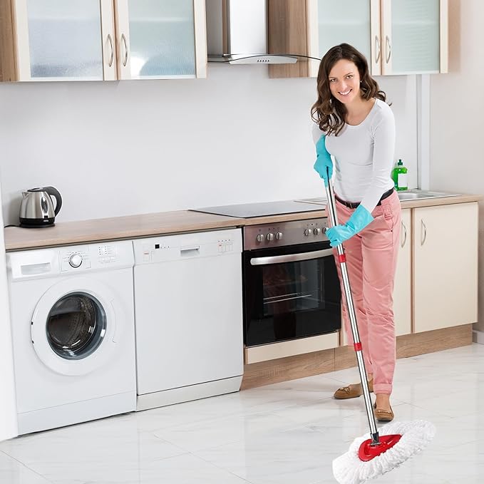 Mop Handle Replacement,4 Section Compatible with O-Cedar Spin Mop Refills and Brooms O Cedar Mop Stick for Floor Clean, 30" to 58"