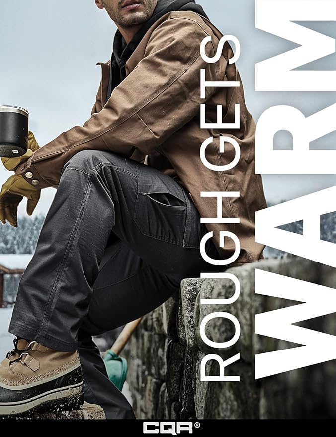 CQR Men's Winter Tactical Cargo Pants, Thermal Fleece Lined Outdoor Snow Ski Hiking Work