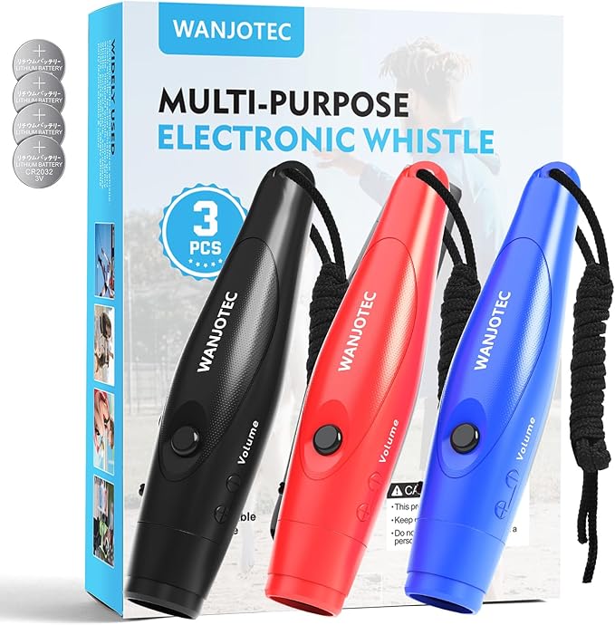 Electronic Whistle Set of 3, 3 Adjustable Tones, Maximum Volume 130dB Handheld Emergency Whistle for Referees, Sports, Outdoor Sports Whistle with Lanyard