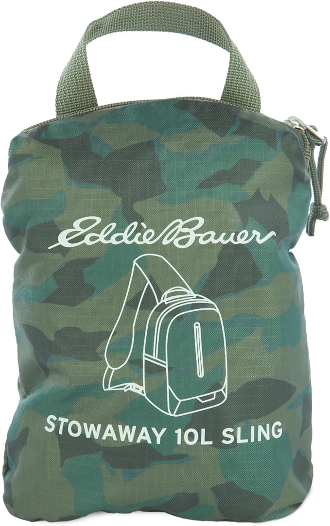 Eddie Bauer Stowaway Packable Sling Bag | Foldable | Travel | Outdoor | Lightweight | Compact | Everyday Carry | Ripstop Nylon | 10L - Sprig Green