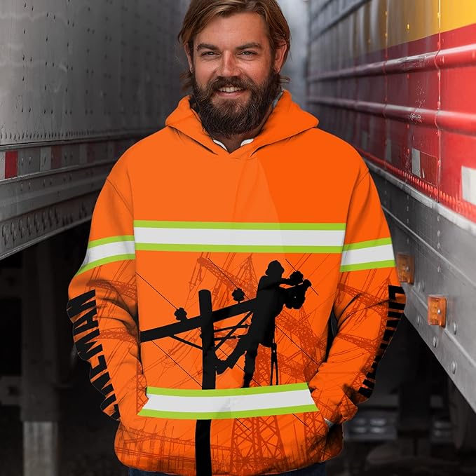 Matedecor High Visibility Hi Vis Hoodie for Men - Jobs Collection Custom Name Class 3 Reflective Safety Workwear