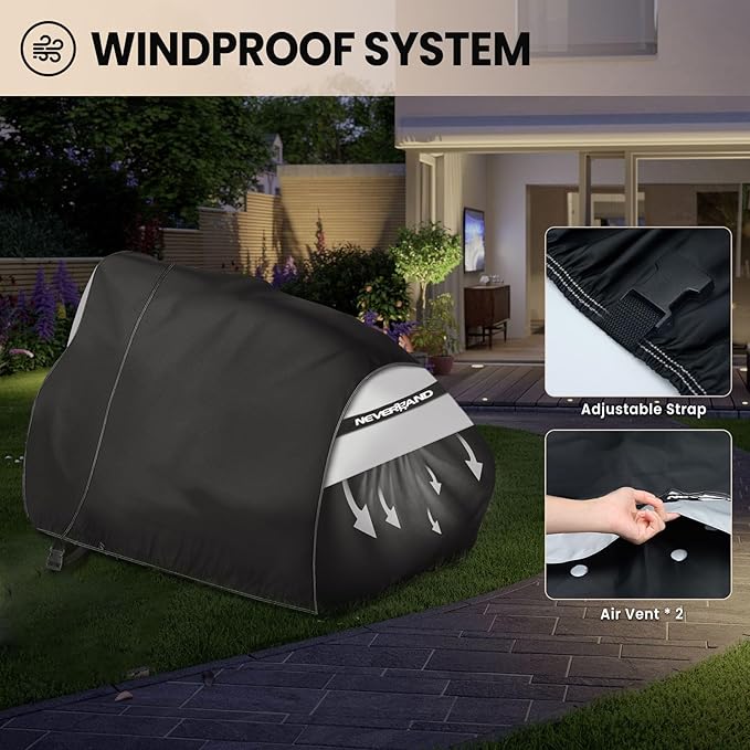 NEVERLAND Riding Lawn Mower Cover - Universal Fit 72x54x46 Inch, Waterproof Windproof Tractor Cover with Buckles & Straps, Heavy Duty PU Oxford for Outdoor Storage