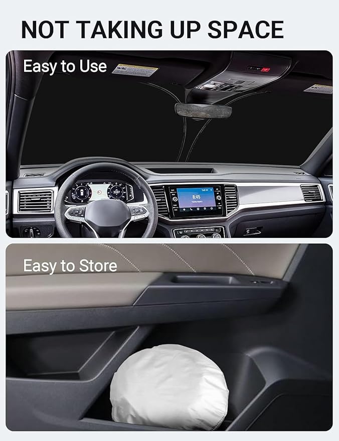 Proadsy 2025 Upgrade Windshield Sun Shade Custom Fit Volkswagen Atlas 2018-2024 2025 4-Layer Foldable Front Sunshade Protector Sun Visor Blocks UV Rays Keep Car Cooler