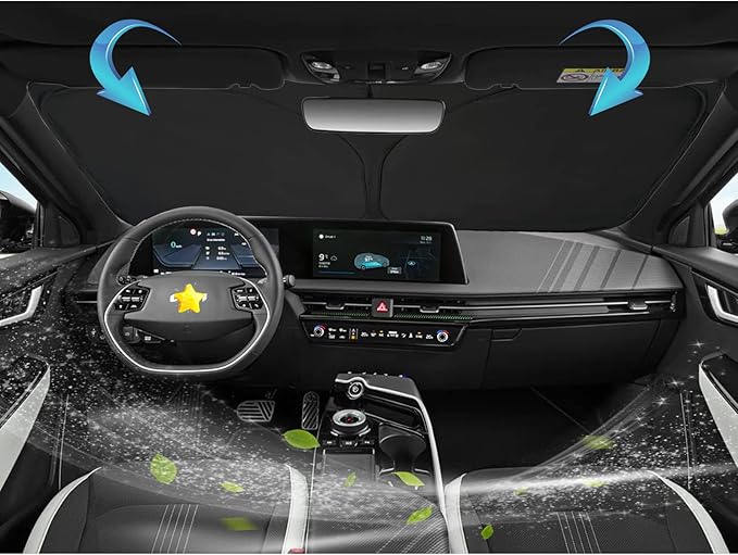 SKTU 2022 2023 2024 EV6 Front Windshield Sunshade for 2022 2023 2024 Kia EV6 Windshield Sun Shade Foldable for Blocks UV Rays and Blocks Heat and Sun Keeps Vehicle Cool