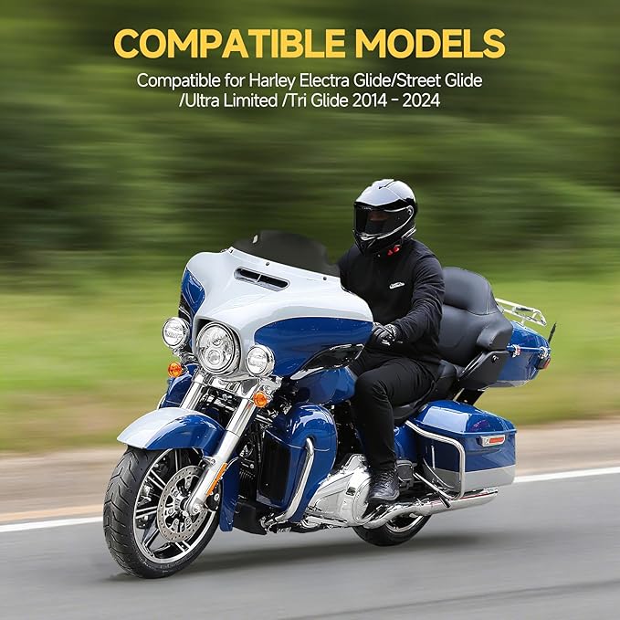 Windshield 7" Motorcycle Wave Windscreen 2014-2023 Fit For Harley Davidson Touring Street Glide Electra Glide Ultra Limited Tri Glide Flht Flhx Flhtk Flhtc Flhtcu,Black