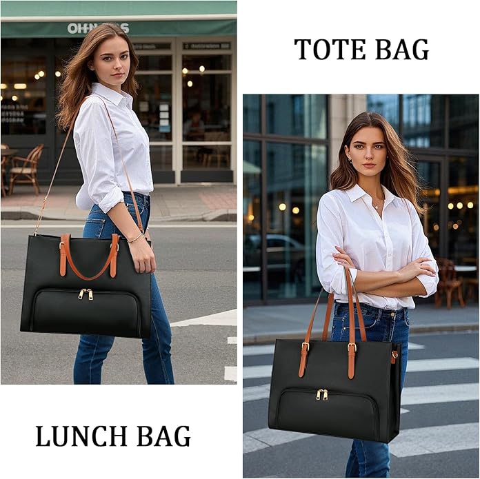 KKXIU Lunch Tote Bag for Women 15.6 Inch Laptop Briefcase Professional Work Purse with Insulated Lunch Compartment Handbags