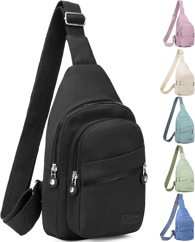Small Sling Backpack Crossbody Sling Bag for Women, Chest Bag Daypack Fanny Pack Cross Body Bag for Outdoors Hiking Traveling - Black