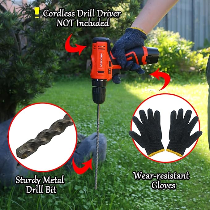 Sunnyglade 100 PCS 72 Inch Driveway Marker Set 1/4 Inch Dia Fiberglass Reflective Snow Stakes with Steel Drill Bit & Protection Gloves for Parking Lots, Walkways(100)