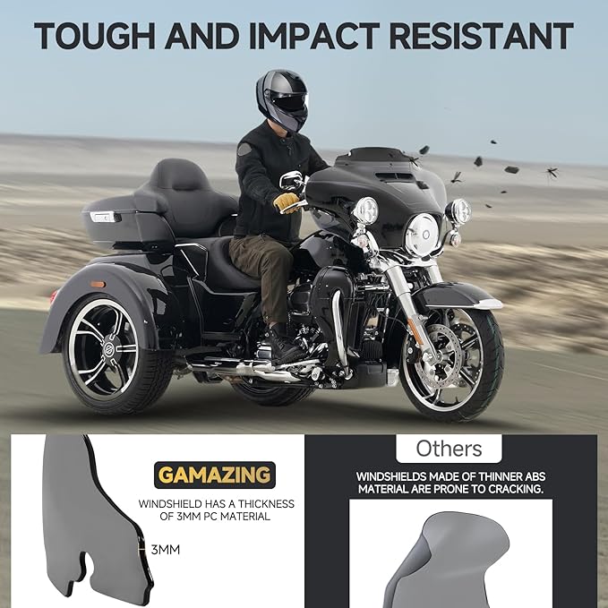 4.5" Motorcycle Windshield Wave Windscreen 2014-2023 Fit For Harley Davidson Touring Street Glide Electra Glide Ultra Limited Tri Glide Flht Flhx Flhtk Flhtc Flhtcu,Black