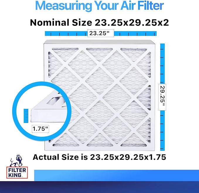 Filter King 23.25x29.25x2 Air Filter | 12-PACK | MERV 8 HVAC Pleated A/C Furnace Filters | MADE IN USA | Actual Size: 23.25 x 29.25 x 1.75"