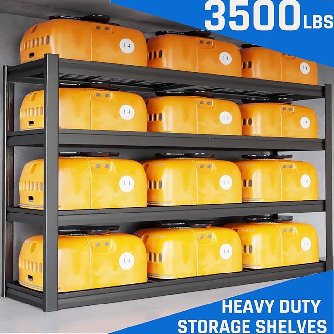 67" W Garage Shelving Heavy Duty, 4 Tier Garage Shelves, 68" H Adjustable Storage Shelving Unit, Commercial Metal Shelves for Warehouse, Basement, Shop, 67" W x 20" D x 68" H,2 Pack