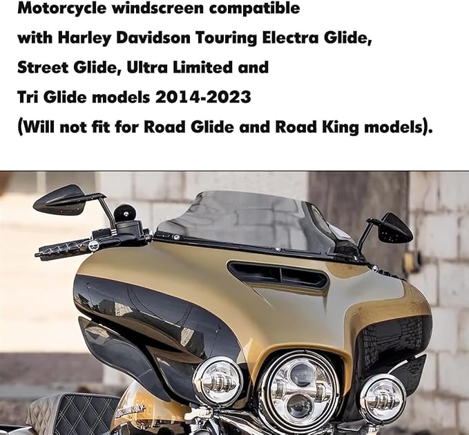 6" Windshield Windscreen for 2014-2024 Harley Davidson Touring Street Glide Electra Glide/Ultra Limited/Tri Glide FLHT FLHX FLHXS FLHTK, Black