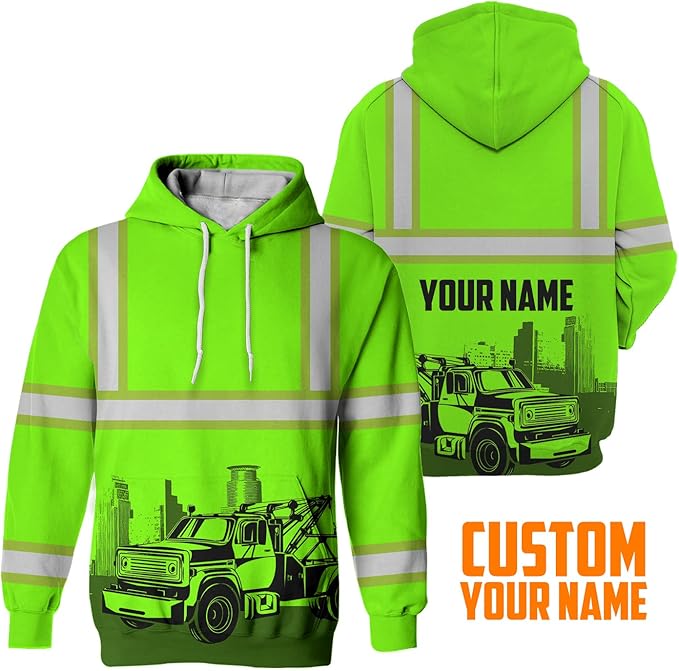 Matedecor High Visibility Hi Vis Hoodie for Men - Jobs Collection Custom Name Class 3 Reflective Safety Workwear