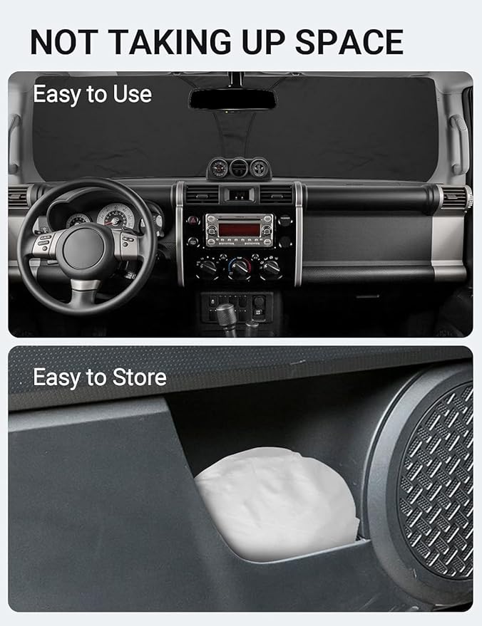 Proadsy Front Windshield Sun Shade Foldable Sunshade Protector Custom Fit 2007-2014 Toyota FJ Cruiser Sport Utility Accessories 2025 Upgrade