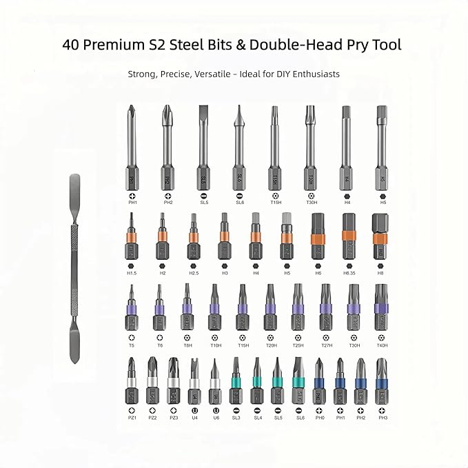 42 in 1 Magnetic Ratchet Screwdriver Set with T-Handle, Multi-Bit Ratcheting Screwdriver Tool Kit for Electronics, Furniture, Computer, Bicycle, and DIY Repair(Orange)