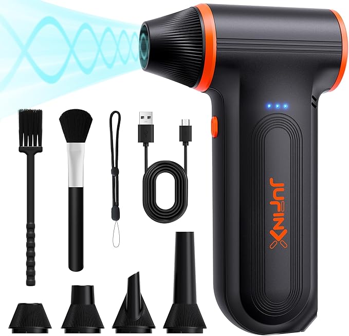 X117 Compressed Air Duster-150000RPM Super Power Electric Air Duster, 3-Gear Adjustable Mini Blower with Fast Charging, Dust Blower for Computer, Keyboard, House, Outdoor and Car