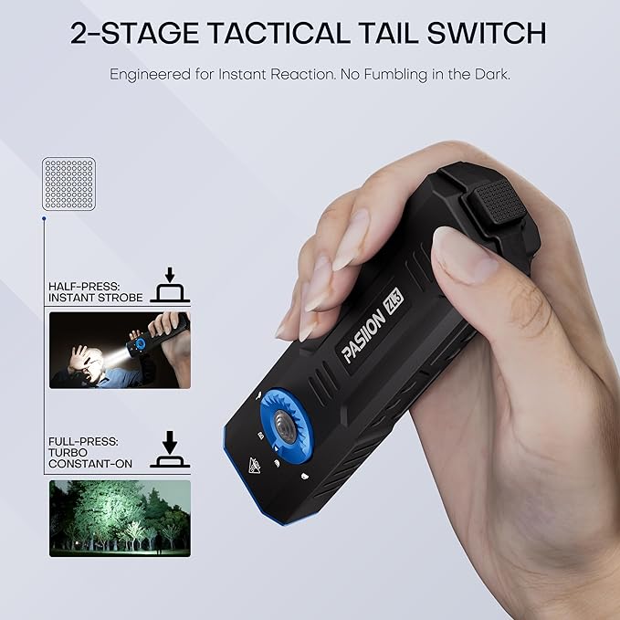 Rechargeable EDC Flashlight 1500 Lumens,Flat Tactical Flashlights with Green Light and U V,Dual-Switches Small Flash Light with Digital Display,Waterproof Light for Home,Outdoor,and Emergency Use