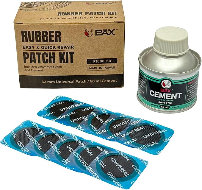 PAX 30Pcs 32mm Dia Round Universal Tube and Tire Patch Kit, with 1Pc 60ml Green Cement for Radial and Bias Tire Repair, Bike, Motorcycle, Automobile, Inflatable Rubber